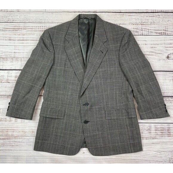 Vtg CHRISTIAN DIOR LE CONNAISSEUR GRAY PLAID BLAZER 42S Glen Check COAT‎ JACKET